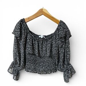 She + Sky Floral Smocked Blouse Size M